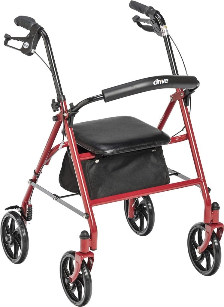 Drive Medical 10257BL-1 4 Wheel Rollator Walker With Seat, Steel Rolling Walker, Height Adjustable, 7.5 Wheels, Removable Back Support, 300 Pound Weight Capacity, Blue Drive Medical 10257BL-1 4 Wheel Rollator Walker With Seat, Steel Rolling Walker, Height Adjustable, 7.5 Wheels, Removable Back Support, 300 Pound Weight Capacity, Blue