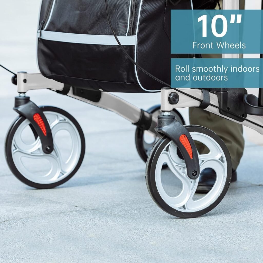 ELENKER Upright Walker, Stand Up Folding Rollator Walker Back Erect Rolling Mobility Walking Aid with Seat, Padded Armrests for Seniors and Adults, White ELENKER Upright Walker, Stand Up Folding Rollator Walker Back Erect Rolling Mobility Walking Aid with Seat, Padded Armrests for Seniors and Adults, White