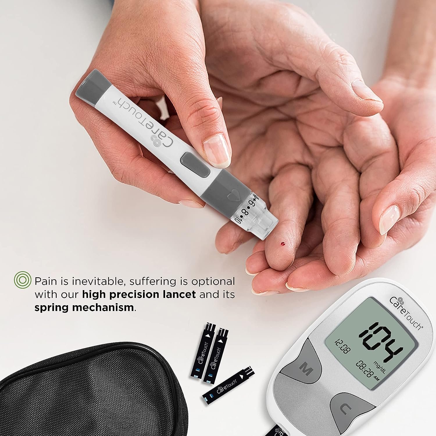 Care Touch Blood Glucose Meter Kit - Diabetes Testing Kit with Glucometer, Test Strips, Lancing Device, Lancets Travel Case Care Touch Blood Glucose Meter Kit - Diabetes Testing Kit with Glucometer, Test Strips, Lancing Device, Lancets Travel Case
