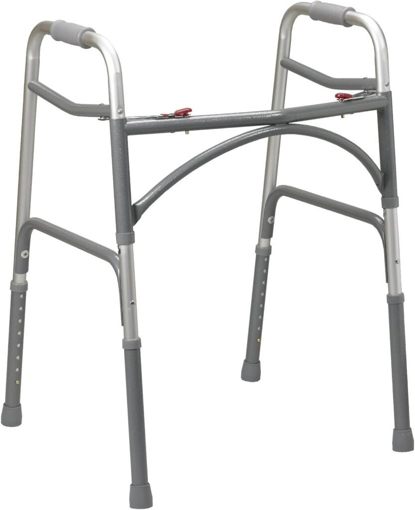 Drive Medical Deluxe 2-Button Folding Walker, Lightweight Walkers for Seniors and Adults, Medical Walker, Bariatric Walker (Up to 350 Pounds), Standard, Silver Drive Medical Deluxe 2-Button Folding Walker, Lightweight Walkers for Seniors and Adults, Medical Walker, Bariatric Walker (Up to 350 Pounds), Standard, Silver
