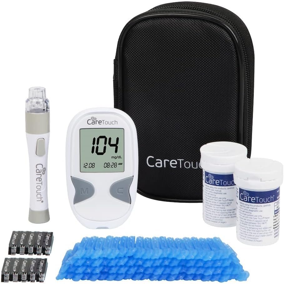 Care Touch Blood Glucose Meter Kit - Diabetes Testing Kit with Glucometer, Test Strips, Lancing Device, Lancets Travel Case Care Touch Blood Glucose Meter Kit - Diabetes Testing Kit with Glucometer, Test Strips, Lancing Device, Lancets Travel Case