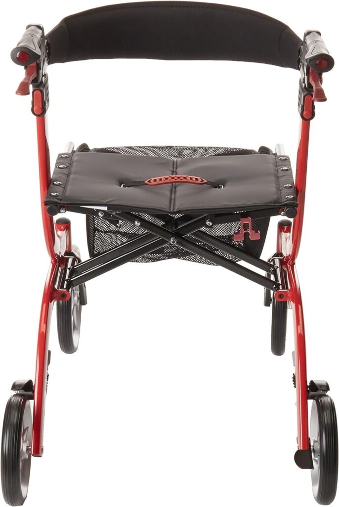 Drive Medical RTL10266 Nitro Euro-Style 4-Wheel Rollator Walker With Seat, Red